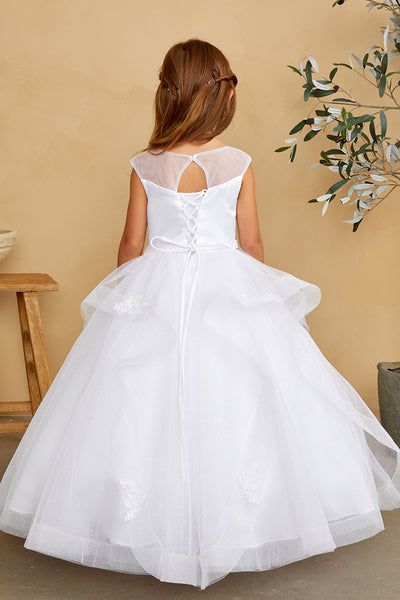 Girls Beautiful Lace illusion Tulle Flower Girl Wedding Party Communion Dress