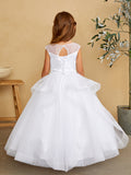 Girls Beautiful Lace illusion Tulle Flower Girl Wedding Party Communion Dress
