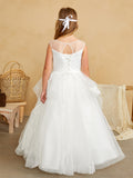Girls Beautiful Lace illusion Tulle Flower Girl Wedding Party Communion Dress