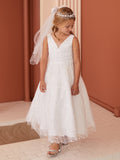 Lainey Communion  Dress – Sparkling Sequins & Floral Embroidery