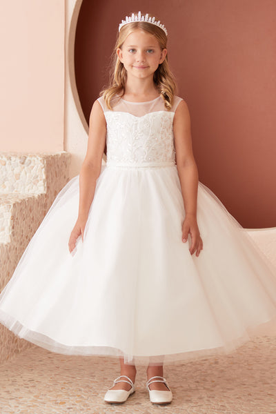Raelynn Tea-Length Communion Dress – Embellished Elegance