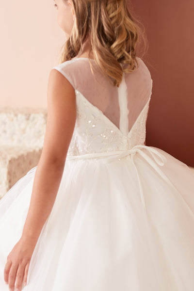 Raelynn Tea-Length Communion Dress – Embellished Elegance
