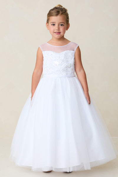 Raelynn Tea-Length Communion Dress – Embellished Elegance