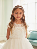 Shop Tea Length Tulle Communion Dresses With Chic Ruched Bodice