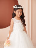 Flower Girl & Communion Tea Length Dress with Lace Details