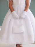 Lace-Adorned Satin Tulle Dress for Communion and Flower Girls