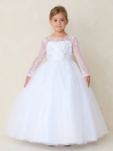 Charlotte Bloom Communion Dress – Elegant Long-Sleeve Lace Gown