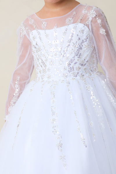 Charlotte Bloom Communion Dress – Elegant Long-Sleeve Lace Gown