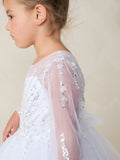 Charlotte Bloom Communion Dress – Elegant Long-Sleeve Lace Gown