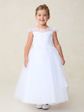 Samantha Tea Length Dress - Elegant Embellished Communion Dress