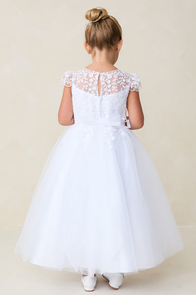 Samantha Tea Length Dress - Elegant Embellished Communion Dress