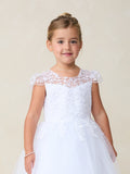 Samantha Tea Length Dress - Elegant Embellished Communion Dress