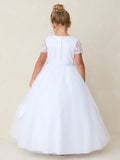 Kaylee Communion Dress - Elegant Lace & Tulle with Crystal Belt