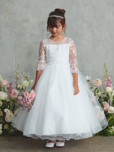 Gemma Communion Dress - Lace Mesh Gown with Pearl Accents