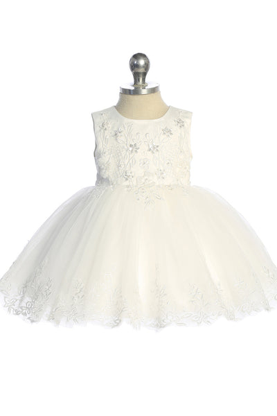 Baby Christening Lace Dress – Pearl Detail