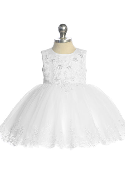 Baby Christening Lace Dress – Pearl Detail