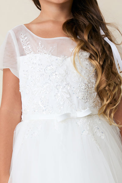 Evelina Sheer Lace Gown – Communion, Flower Girl & Special Occasion
