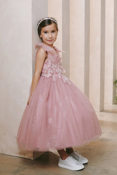 Isabelle Bloom Communion Flower Girl Tulle Dress in Tea Length