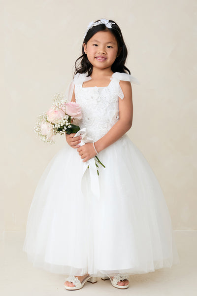 Isabelle Bloom Communion Flower Girl Tulle Dress in Tea Length