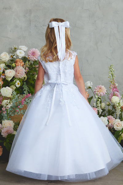 Girls White Lace Communion Dress – Ankle Length