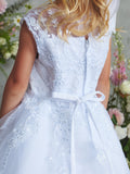 Girls White Lace Communion Dress – Ankle Length