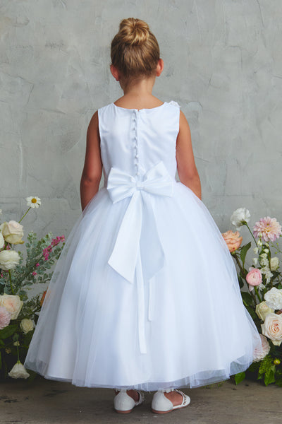 Girls Tea Length Dress Flower Girl Communion Party