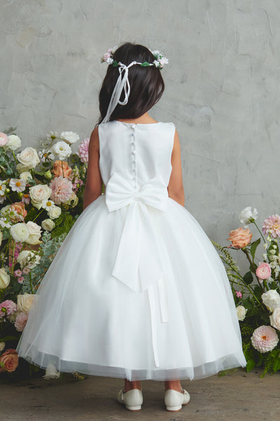 Girls Tea Length Dress Flower Girl Communion Party
