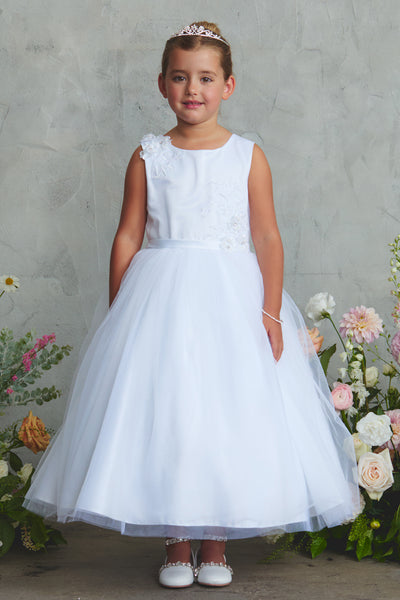 Girls Tea Length Dress Flower Girl Communion Party