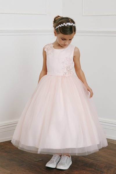 Girls Tea Length Dress Flower Girl Communion Party