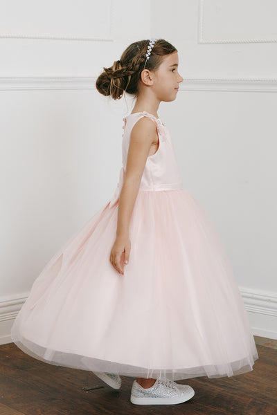 Girls Tea Length Dress Flower Girl Communion Party