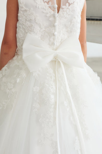 White Girls Communion Dress Lace Tulle Flower Girl