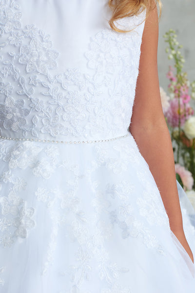 Girls Ankle Length Lace Communion & Flower Girl Dress