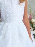 Girls Ankle Length Lace Communion & Flower Girl Dress