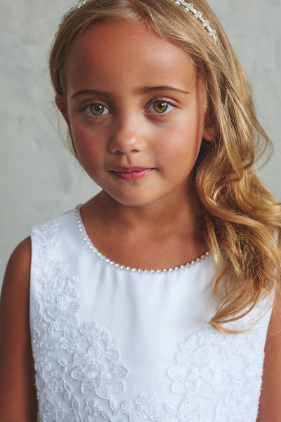 Girls Ankle Length Lace Communion & Flower Girl Dress