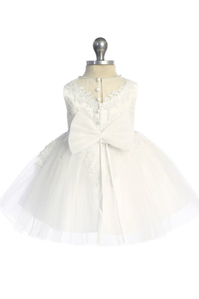 Baby Lace Party Dress with Bow – White or Ivory