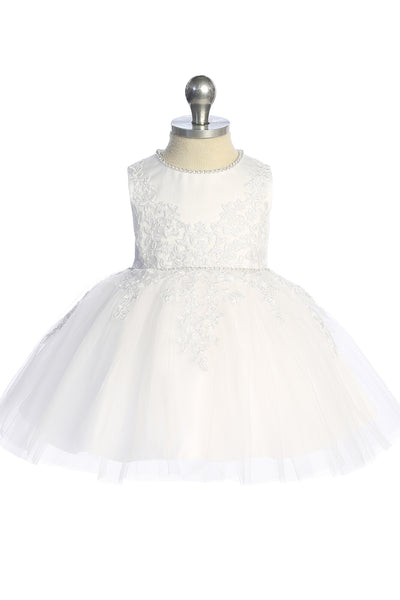 Baby Lace Party Dress with Bow – White or Ivory