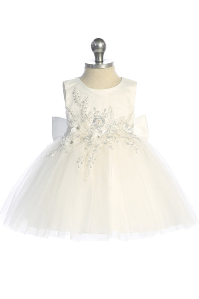 Baby White or Ivory Glitter Flower Girl Dress 6M-24M