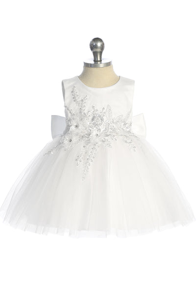 Baby White or Ivory Glitter Flower Girl Dress 6M-24M