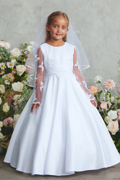 Maristella Satin Communion Dress | Diamond Collection