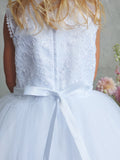 White Girls Ankle-Length Lace Communion Dress