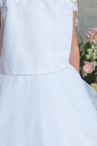 White Lace & Tulle Communion Dress for Girls – Lila Grace