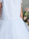 White Lace & Tulle Communion Dress for Girls – Lila Grace