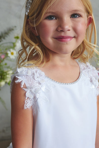 White Lace & Tulle Communion Dress for Girls – Lila Grace