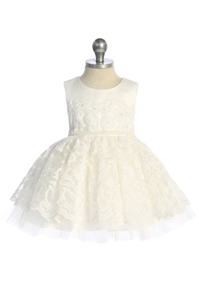 Elara Pearl Lace Christening Dress 6–24M