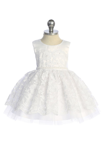 Elara Pearl Lace Christening Dress 6–24M