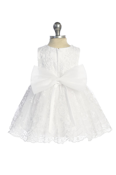 Baby Lace Party Dress with Bow – White or Ivory