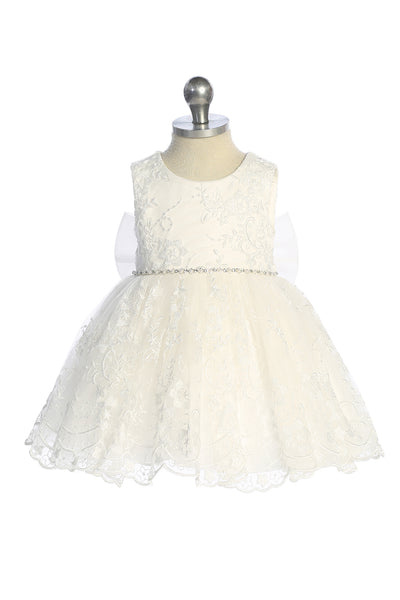 Baby Lace Party Dress with Bow – White or Ivory