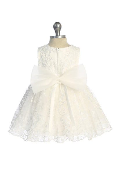 Baby Lace Party Dress with Bow – White or Ivory