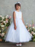 White Ankle-Length Communion Dress with Bow | Girls Special Occasion