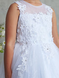 Girls White Lace Communion Dress – Ankle Length Special Occasion